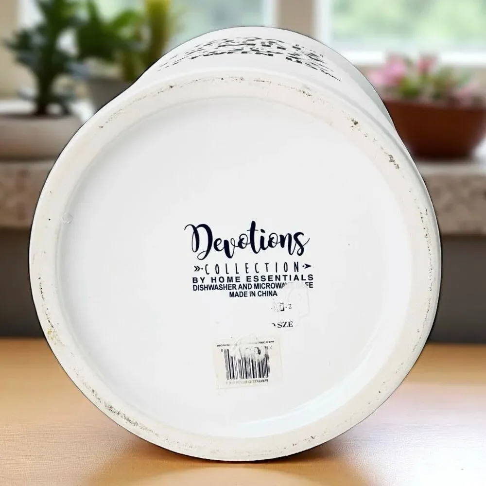 NWT Devotions Bless the Food Utensil White Ceramic Inspirational Container Jar
